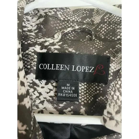 Colleen lopez Moto Jacket womens size medium Faux Leather Coat 0717 - Picture 3 of 9